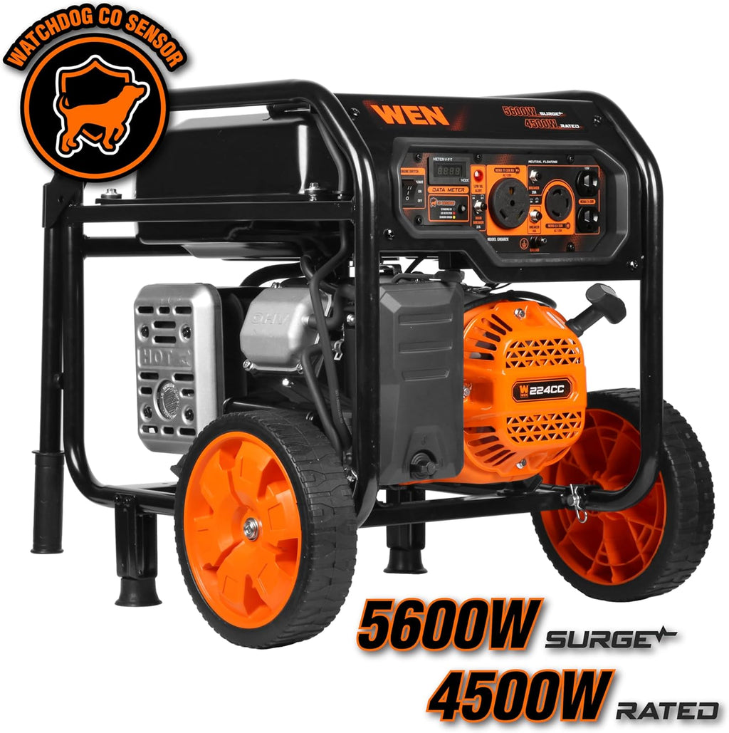 WEN 5600-Watt Portable Generator, Electric Start, 224cc, Transfer-Switch And RV-Ready - GN5602X