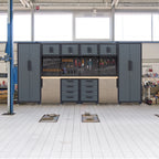 HPDMC 7-Piece Metal Garage Cabinet System With 4-Drawer Roller Cabinet, 47.2 in Workbench And Pegboards
