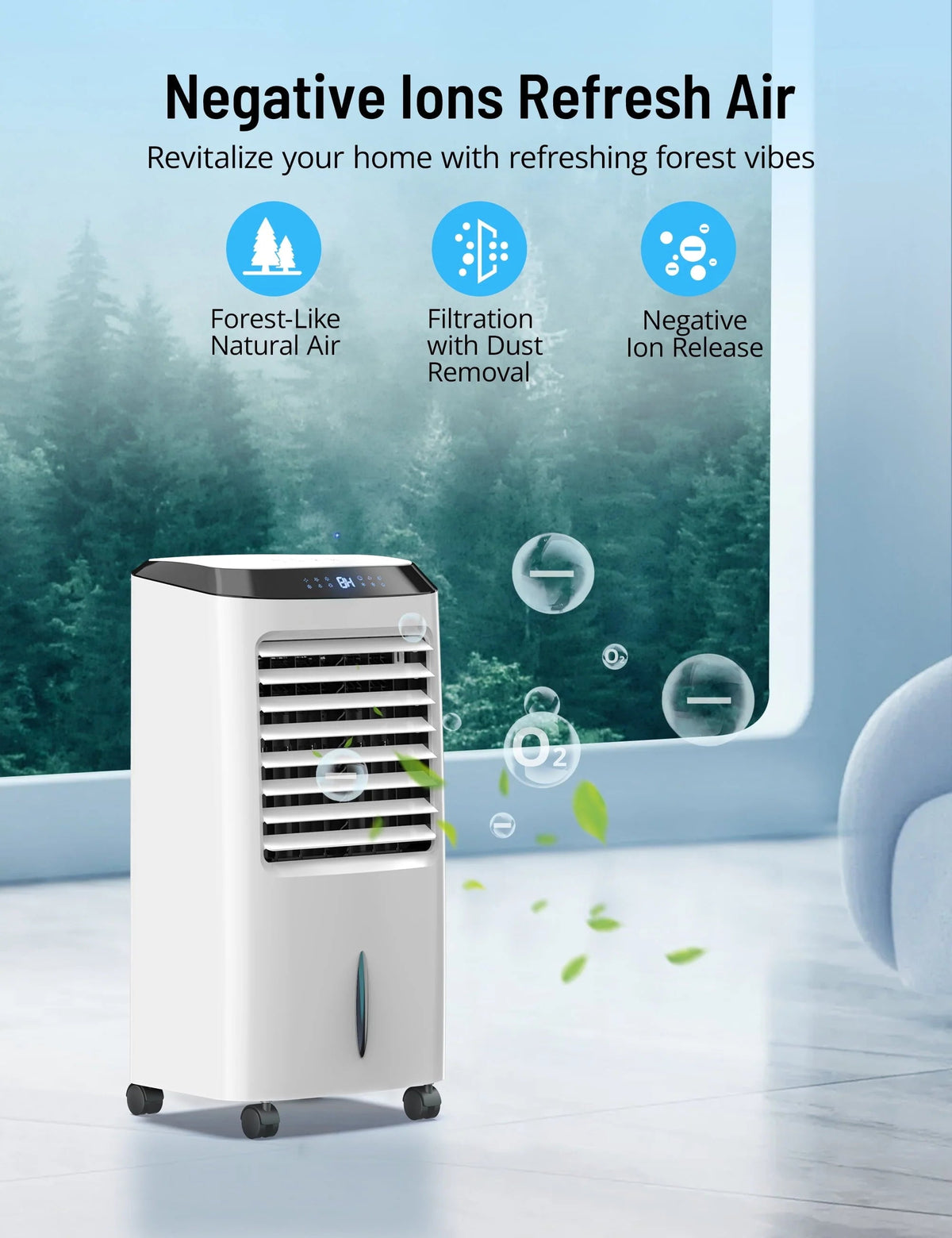 PARIS RH NE 4-in-1 Portable Evaporative Air Cooler, 2.6Gal, Remote Control