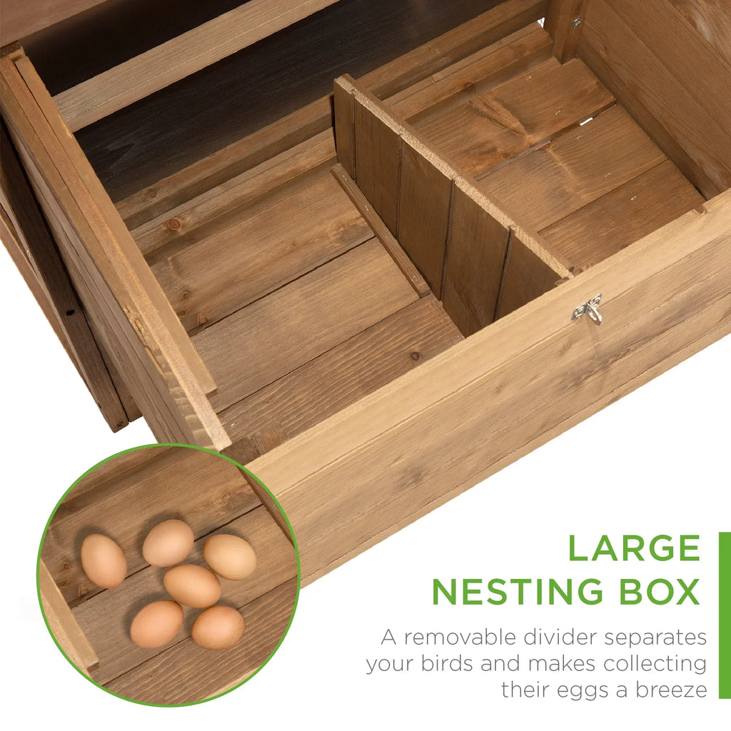 Best Choice Products Mobile Fir Wood Chicken Coop Tractor, 70in, Wheels, 2 Doors, Nest Box, Removable Tray