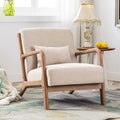 Bonzy Home Mid-Century Modern Fabric Accent Chair With Solid Wood Frame, Beige