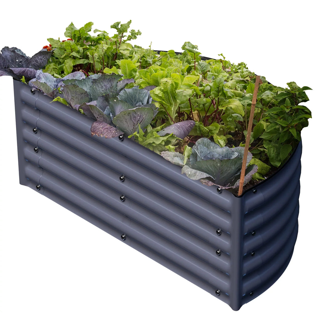 Olle Gardens Semi-Round Raised Garden Bed, 17 inch Tall, Midnight Gray