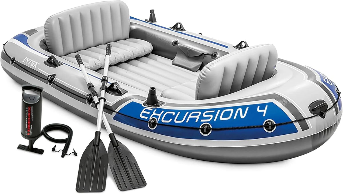 Intex Excursion 5 Inflatable Boat, 5 Person, 12ft x 5ft 6in x 1ft 5in, 54in Oars - Excursion 5