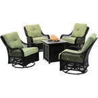 5-Piece Steel Patio Fire Pit Seating Set With Swivel Gliders - Orleans Collection