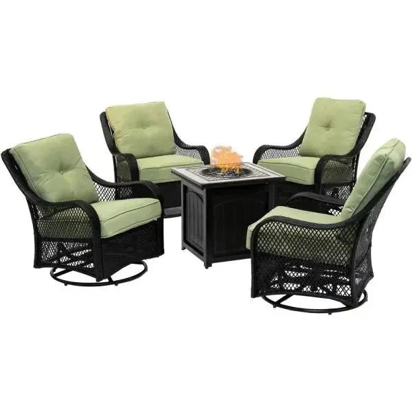 5-Piece Steel Patio Fire Pit Seating Set With Swivel Gliders - Orleans Collection