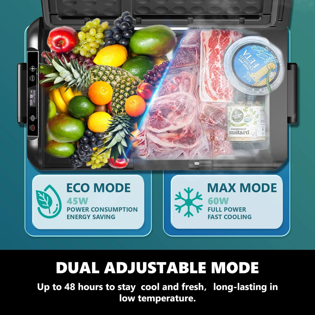 Simzlife Portable Car Refrigerator/Freezer, 19 QT (18 L), 12/24V DC and 110-240V AC, Black
