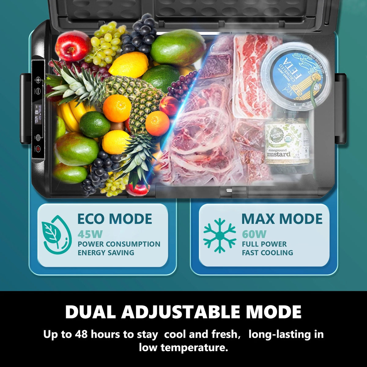 Simzlife Portable Car Refrigerator/Freezer, 19 QT (18 L), 12/24V DC and 110-240V AC, Black