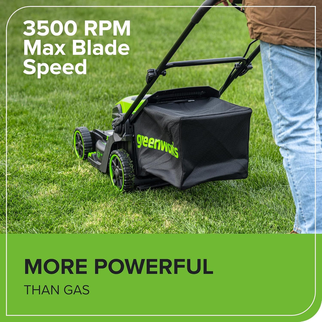 Greenworks Cordless Push Lawn Mower 60V 17in 4.0Ah Battery 3A Charger - 60v-17-push-4-0ah