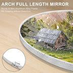 Arched Full Length Floor Mirror With Aluminum Alloy Frame - 65x22, 71x24, 71x28, 71x32