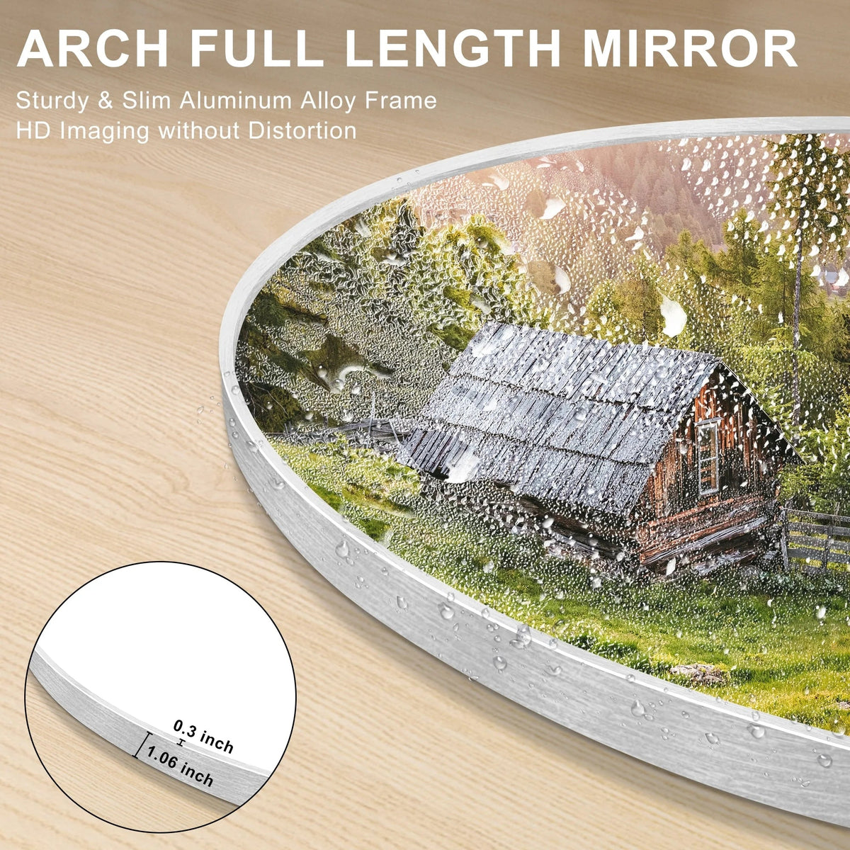 Arched Full Length Floor Mirror With Aluminum Alloy Frame - 65x22, 71x24, 71x28, 71x32