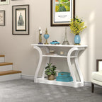 3-Tier Console Table With Storage Shelves - White