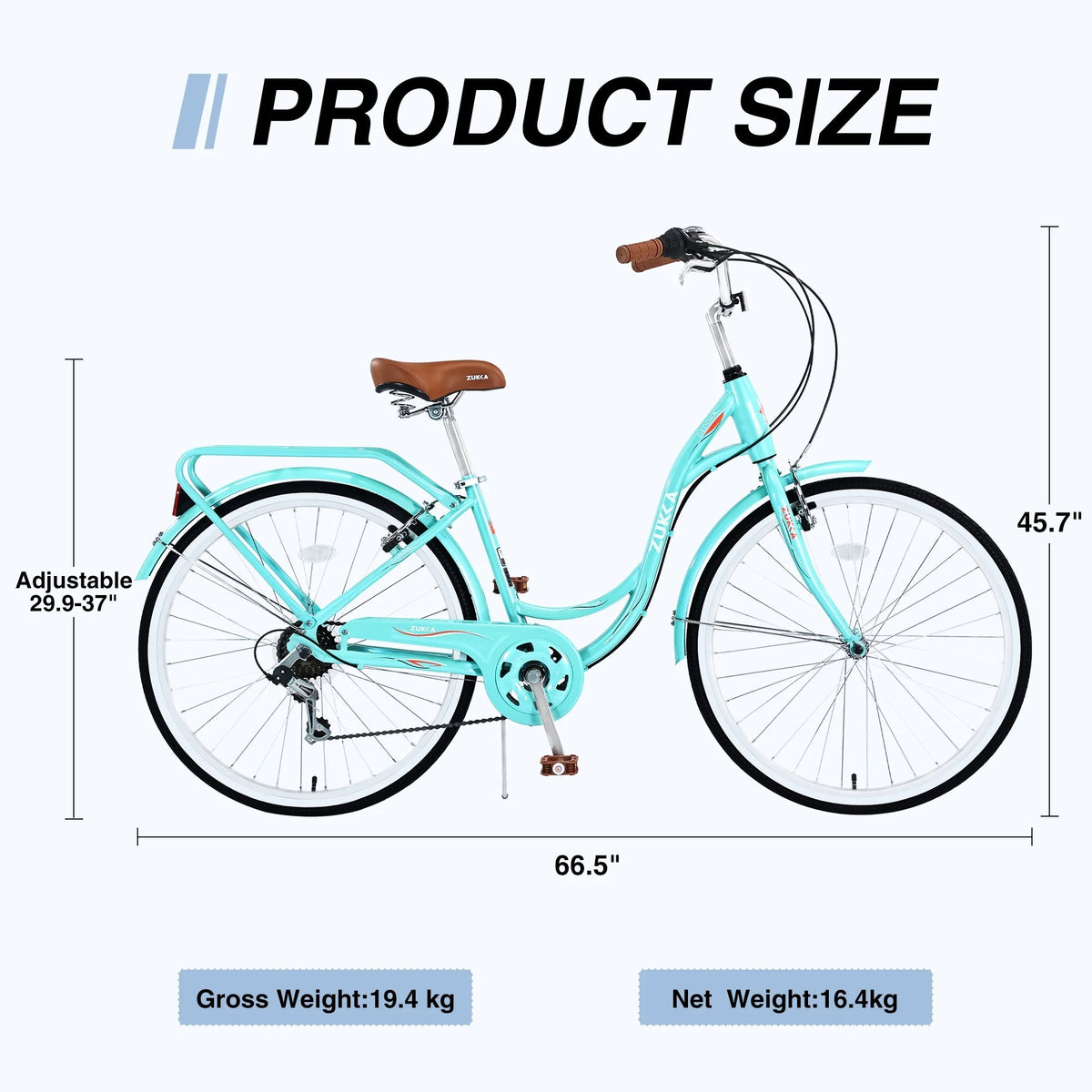 Pregoods Shop 26 Inch Women's Cruiser Bicycle, Shimano 7 Speed, Green
