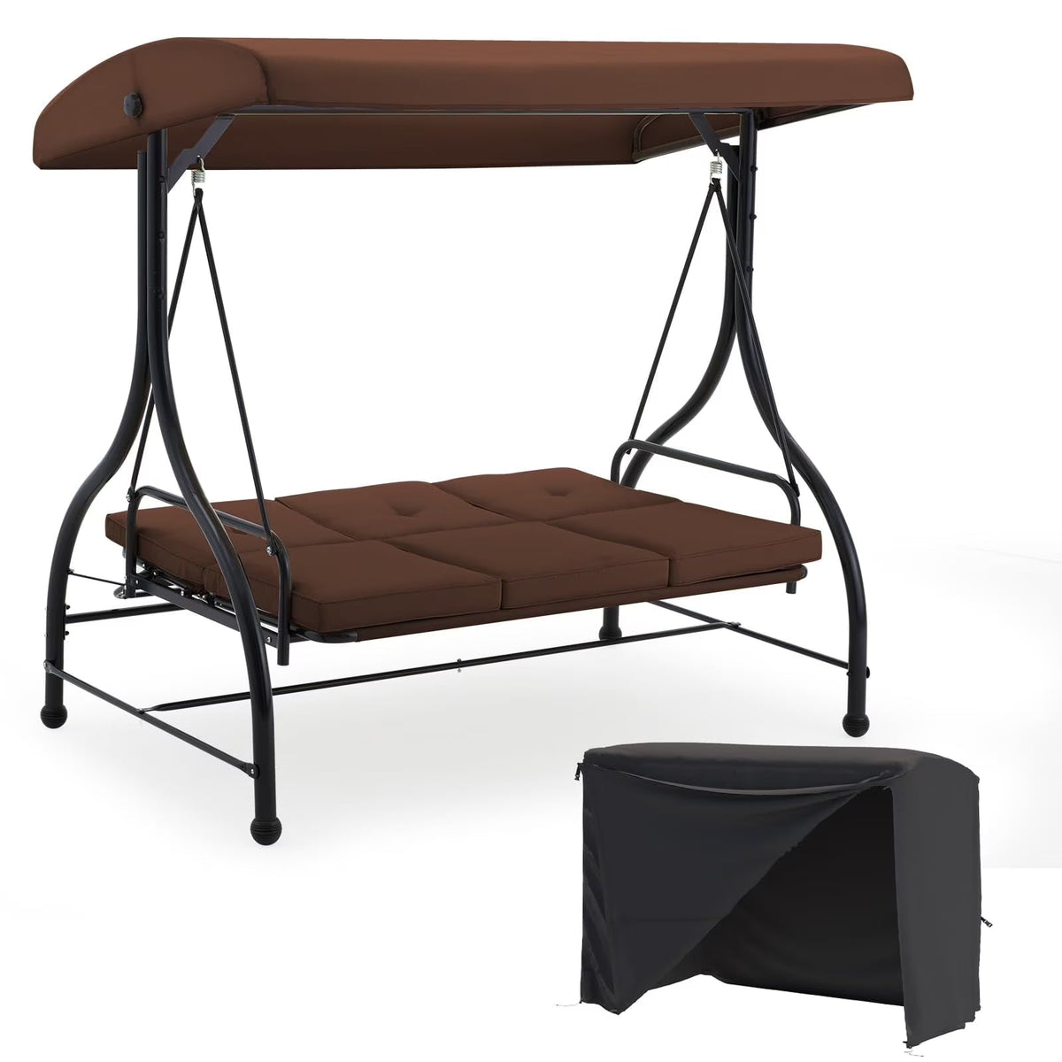 AECOJOY 3-Person Steel Canopy Porch Swing Glider Hammock