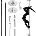 KFFKFF Dance Pole Set, 45mm Stainless Steel, Silver - HM-590S