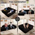 ovios 104in L-Shape Sectional Sofa With Chaise, Grey Plush Corduroy Fabric