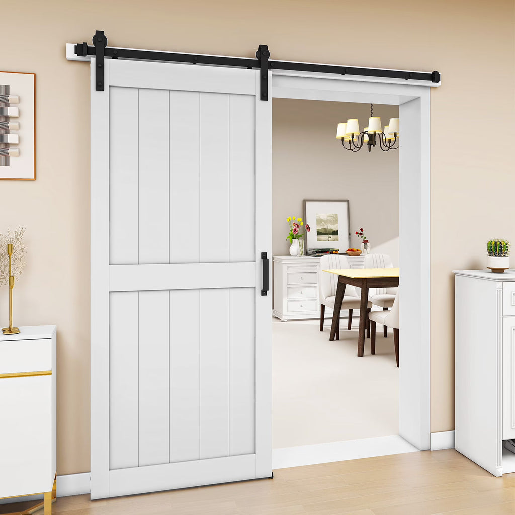 Uforic Sliding Barn Door With Hardware Kit, 48 x 84 in, Gray