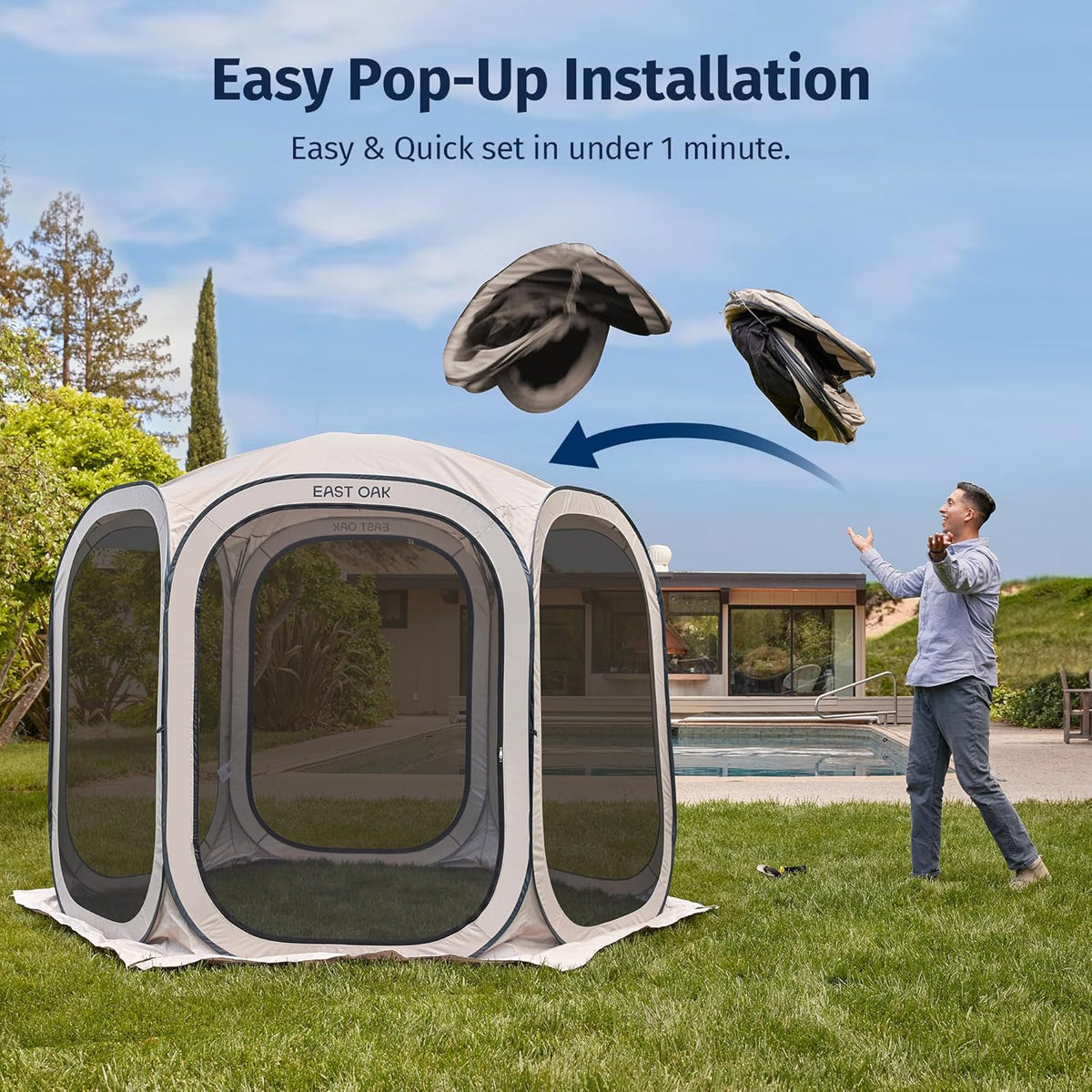 EAST OAK Pop-Up Screen House Tent 10 x 10 FT With Carry Bag
