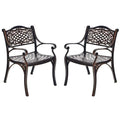 All-Weather Cast Aluminum Outdoor Dining Armchairs With Curved Seats - 2/4 Pcs
