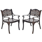 All-Weather Cast Aluminum Outdoor Dining Armchairs With Curved Seats - 2/4 Pcs
