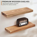 Set Of 2 Handcrafted European Pine Floating Wall Shelves, 16inch/24inch/36inch, Grey/Espresso/Walnut