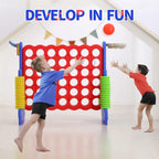 UNICOO 3-in-1 Giant 4 in a Row, Basketball Hoop and Ring Toss Game - Red + Blue