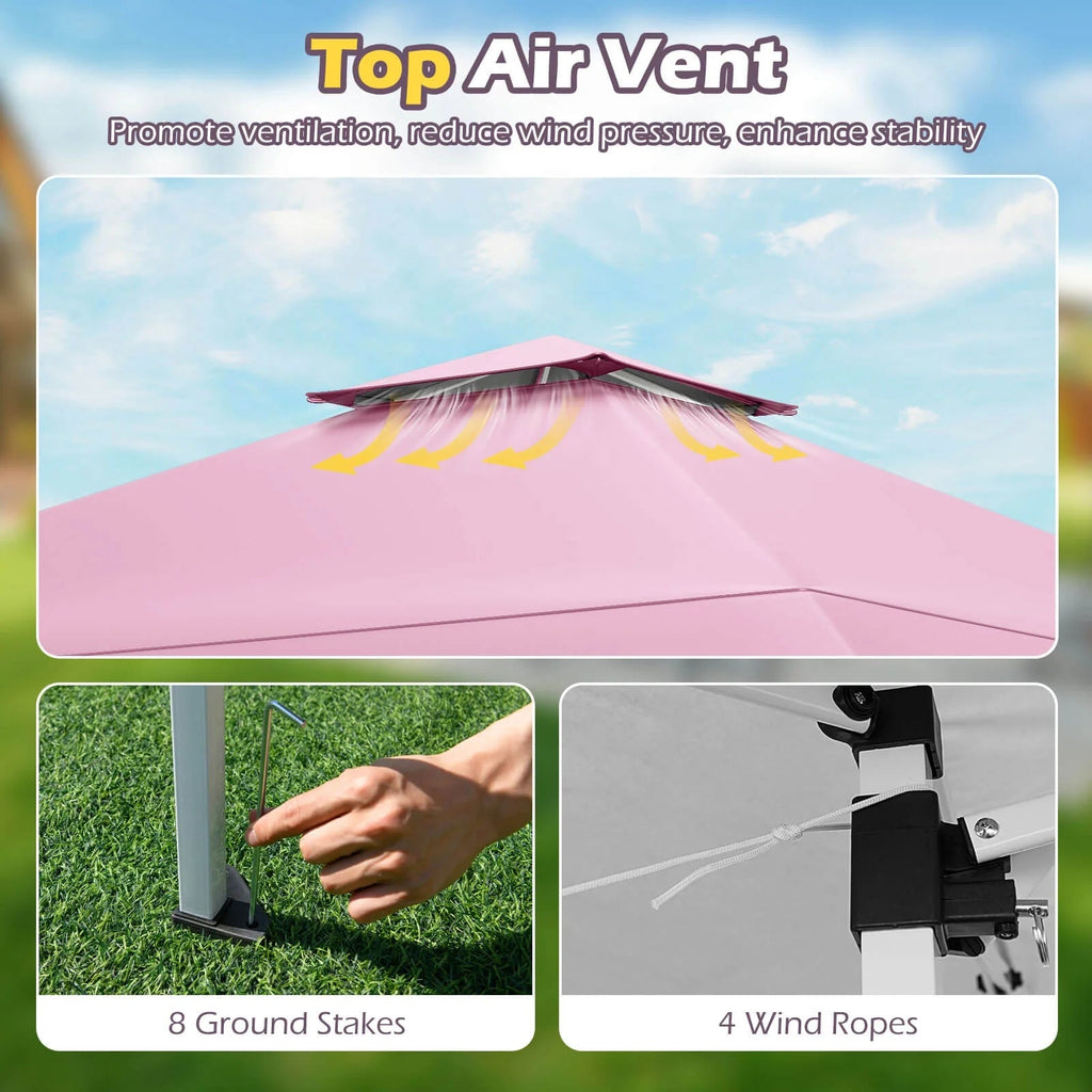 Costway Pop-Up Gazebo Outdoor Canopy Tent, 13 x 13 ft, Gray