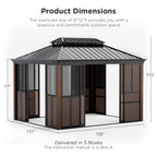 EROMMY Sunroom 10 x 12 ft With Galvanized Steel Double Roof, Aluminum Alloy Frame, Wood Grain Appearance