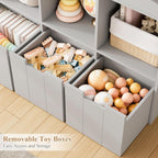 HITHOS Kids Bookshelf With Toy Storage Organizer, 55.3in H x 39.2in W, 3 Movable Storage Bins