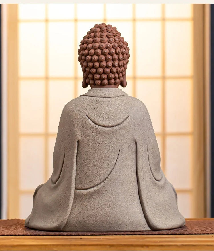 Handmade Ceramic Sakyamuni Abhaya Mudra Buddha Statue
