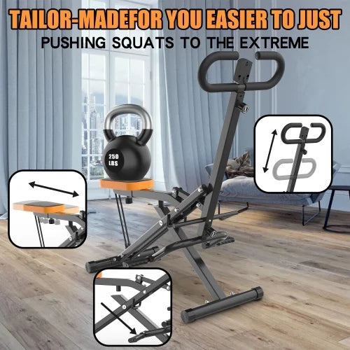 ACE-FIT Foldable Squat Machine With Resistance Bands, 250 LBS, 35.43in L x 22.83in W x 43.70in H