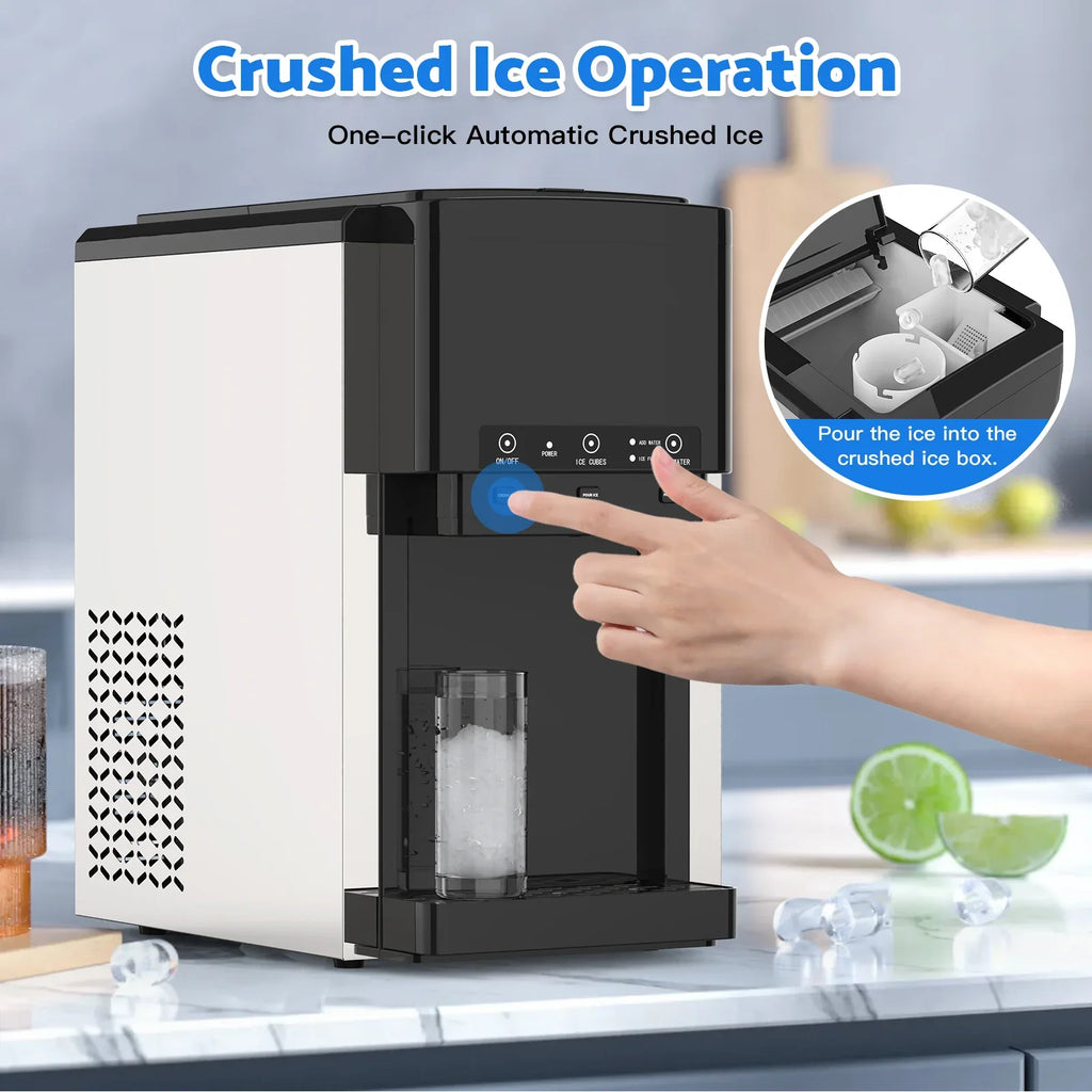 Advwin 3-in-1 Countertop Ice Maker With Cold Water Dispenser And Ice Crusher, 6L, 20kg/24hr