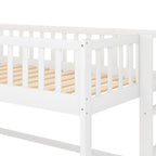 Twin Size Low Loft Bed With Slide And Ladder, White
