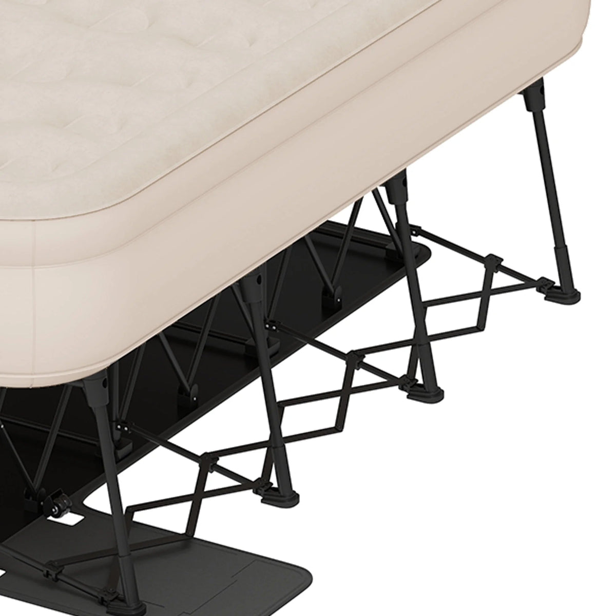 Dextrus Inflatable Queen Air Mattress With Built-In Pump, Steel Frame, Velvet Surface, Khaki
