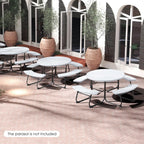 Giantex Round Outdoor Picnic Table And Bench Set, 43in, White, Up To 8 Persons