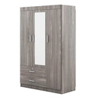 3-Door Mirror Wardrobe With Shelves And 2 Drawers - White Or Gray