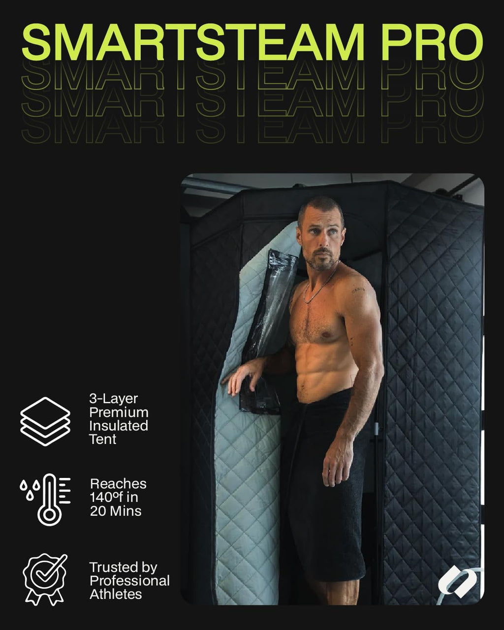 SAUNABOX Personal Steam Sauna Tent With Chair Mat And Case - SmartSteam Kit Pro