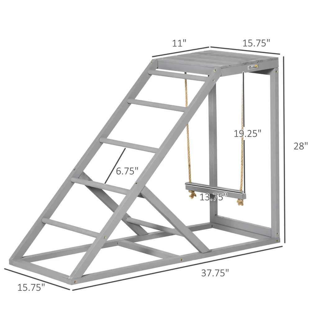 PawHut Chicken Activity Play Center With Swing, Perches And Platform, Pastel Gray - D51-350V00GY