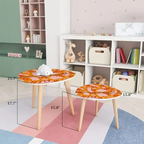 LNSETGC Small Coffee Nesting Tables With Colorful Embroidery Border