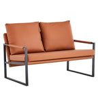 GVJMTKP Two-Seater Sofa Chair With 2 Pillows, PU Leather, Brown - SF-D008-BR