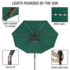 EliteShade 9ft Market Patio Umbrella With 80 LED Lights, Ruby