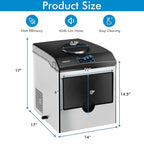 48 Lbs/24H 2-in-1 Stainless Steel Countertop Ice Maker With Chilled Water Dispenser And 5 Lbs Ice Storage Basket