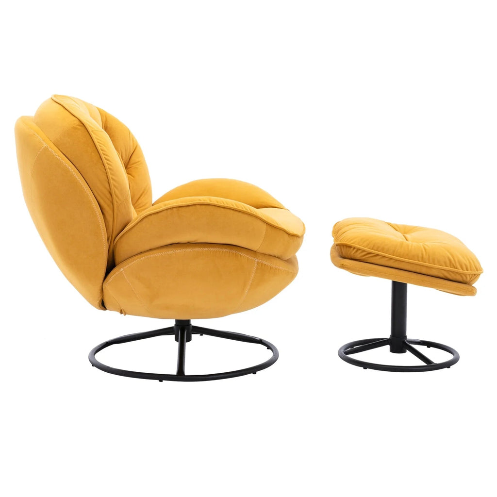 Velvet Swivel Accent Chair With Ottoman Set, Pink, 31.73 x 33.5 x 33.78 Inches