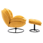 Velvet Swivel Accent Chair With Ottoman Set, Pink, 31.73 x 33.5 x 33.78 Inches
