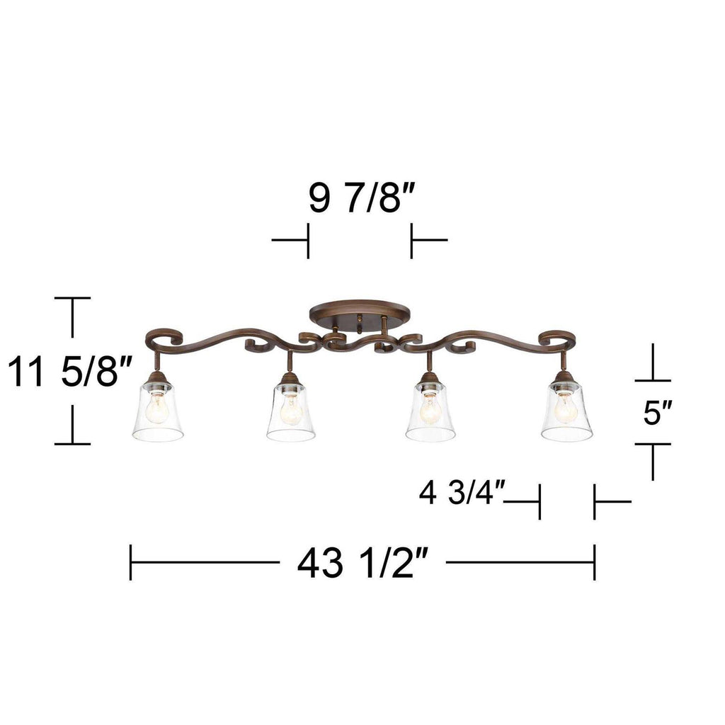 Pro Track Myrna 4-Head Ceiling Or Wall Track Light Fixture Kit, Bronze, 43 1/2 Inch Wide