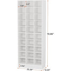 10-Tier Tall Shoe Cabinet, 30-Pair White Engineered Wood Shoe Storage Rack