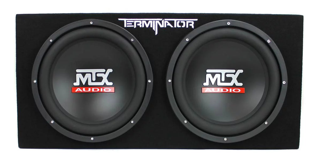 MTX 12in Dual Loaded Car Subwoofer Package With Sub Box, Amplifier And QPower Wiring Kit - TNP212D2