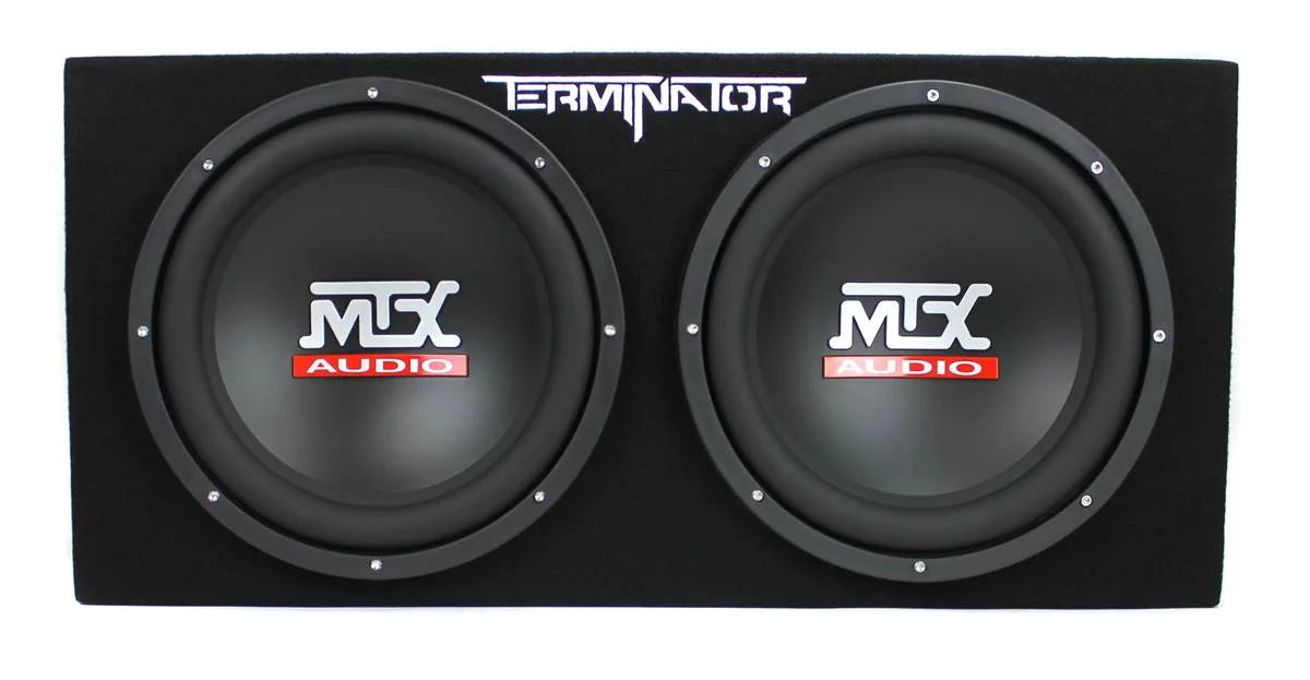 MTX 12in Dual Loaded Car Subwoofer Package With Sub Box, Amplifier And QPower Wiring Kit - TNP212D2