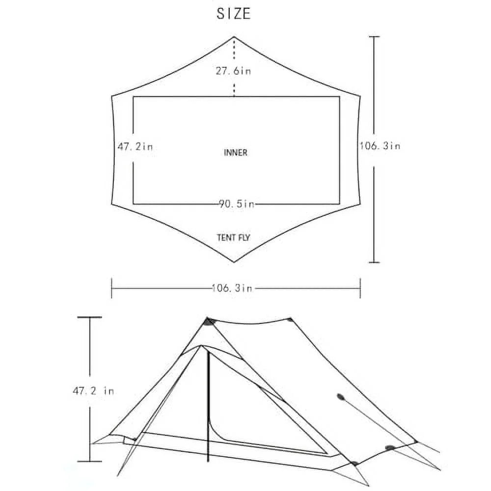 3F UL Gear Ultralight Hiking Tent, Khaki, 2 Person, 4 Season - Lanshan