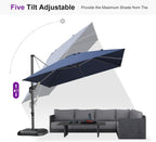 PURPLE LEAF 10 Feet Square Patio Cantilever Umbrella, Navy Blue