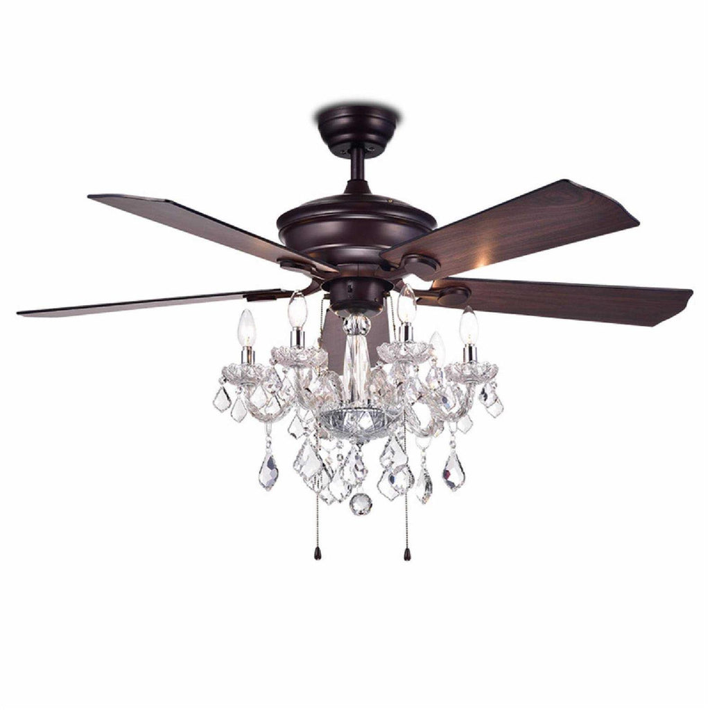 Warehouse of Tiffany 52 Inch 5-Blade Ceiling Fan Crystal Chandelier - Havorand